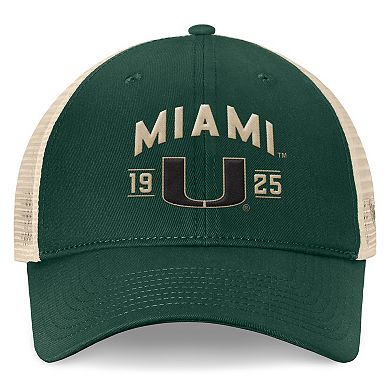 Men's Top of the World Green Miami Hurricanes Heritage Waylon Trucker Adjustable Hat