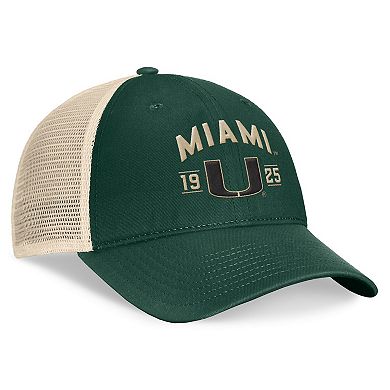 Men's Top of the World Green Miami Hurricanes Heritage Waylon Trucker Adjustable Hat