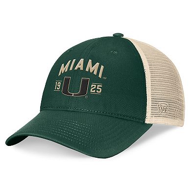 Men's Top of the World Green Miami Hurricanes Heritage Waylon Trucker Adjustable Hat