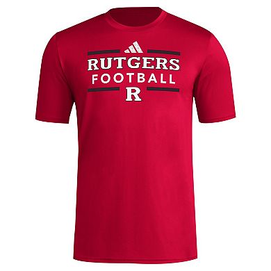 Men's adidas Scarlet Rutgers Scarlet Knights Locker Football Pre-Game AEROREADY T-Shirt