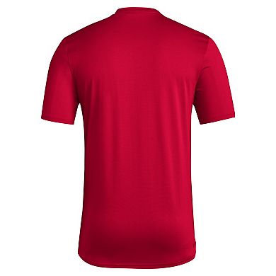 Men's adidas Scarlet Rutgers Scarlet Knights Locker Football Pre-Game AEROREADY T-Shirt