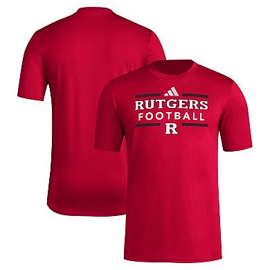 Men's adidas Scarlet Rutgers Scarlet Knights Locker Football Pre-Game AEROREADY T-Shirt