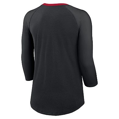 Women's Nike Black Atlanta Falcons Raglan 3/4 Sleeve T-Shirt