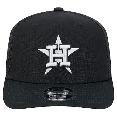 Men's New Era Black Houston Astros Canvas 9SEVENTY COOLERA Stretch-Snap Hat