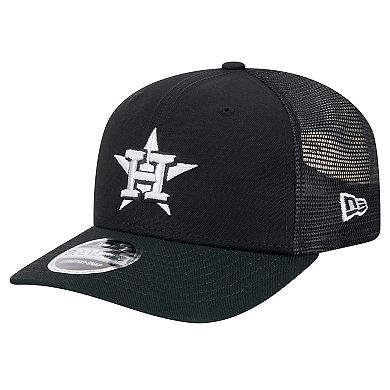 Men's New Era Black Houston Astros Canvas 9SEVENTY COOLERA Stretch-Snap Hat