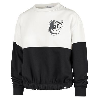 Women's '47 White/Black Baltimore Orioles Take Two Bonita Pullover Sweatshirt