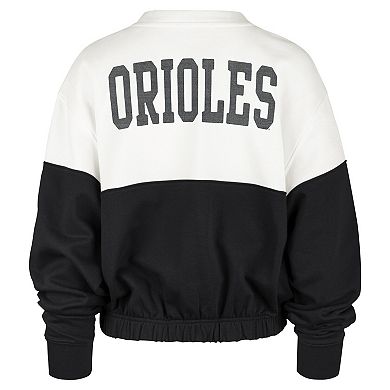 Women's '47 White/Black Baltimore Orioles Take Two Bonita Pullover Sweatshirt