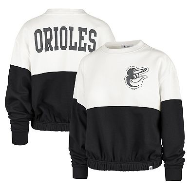 Women's '47 White/Black Baltimore Orioles Take Two Bonita Pullover Sweatshirt