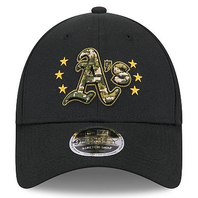 Youth New Era Black Oakland Athletics 2024 Armed Forces Day 9FORTY Adjustable Hat