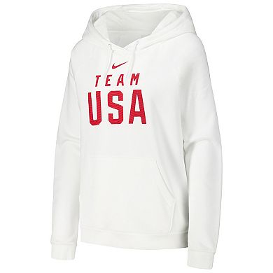 Women's Nike White Team USA Velocity Raglan Pullover Hoodie