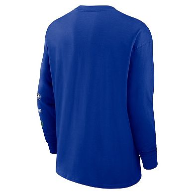 Men's Nike Royal Seattle Seahawks Rewind Heavy Max 90 Pocket Long Sleeve T-Shirt