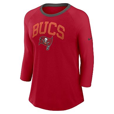 Women's Nike Red Tampa Bay Buccaneers Raglan 3/4 Sleeve T-Shirt