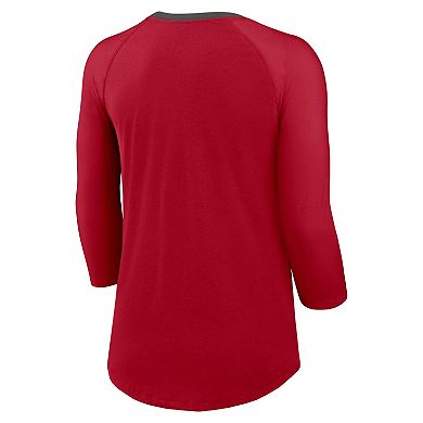 Women's Nike Red Tampa Bay Buccaneers Raglan 3/4 Sleeve T-Shirt