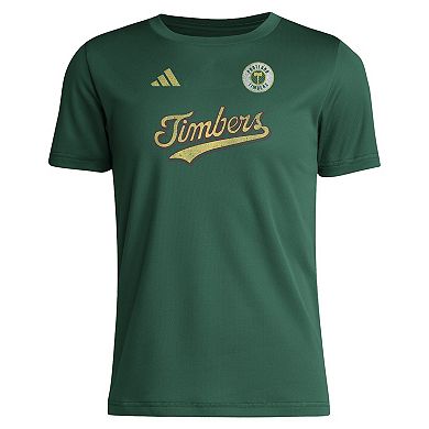 Youth adidas  Green Portland Timbers 2024 Jersey Hook Pre-Match T-Shirt