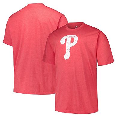 Men's Profile Heather Red Philadelphia Phillies Big & Tall Weathered Logo T-Shirt