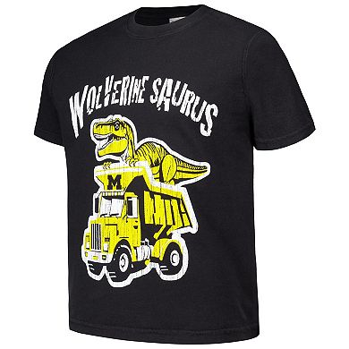 Youth ComfortWash Black Michigan Wolverines Dino Truck T-Shirt