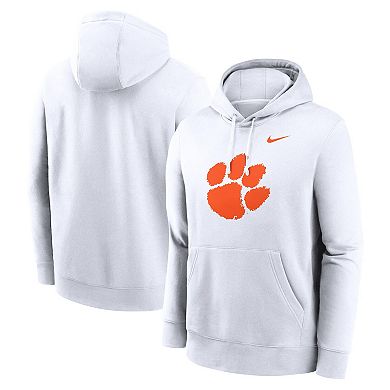 Men's Nike White Clemson Tigers Primetime Evergreen Club Fleece Pullover Hoodie