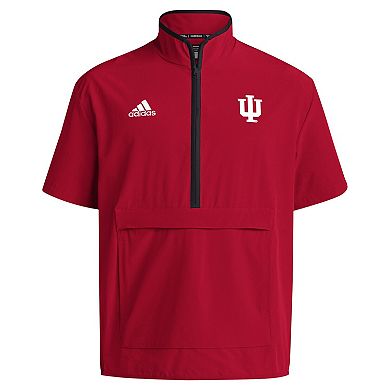 Men's adidas Crimson Indiana Hoosiers Coaches Sideline Half-Zip Short Sleeve Jacket