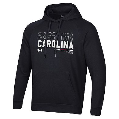 Men's Under Armour Black South Carolina Gamecocks 2024 Sideline Wordmark Rival Pullover Hoodie