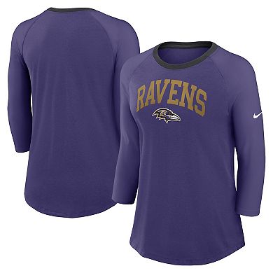 Women's Nike Purple Baltimore Ravens Raglan 3/4 Sleeve T-Shirt