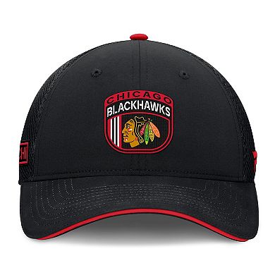 Men's Fanatics Black Chicago Blackhawks 2024 NHL Draft On Stage Trucker Adjustable Hat