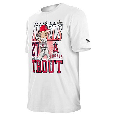 Men's New Era Mike Trout White Los Angeles Angels Caricature T-Shirt