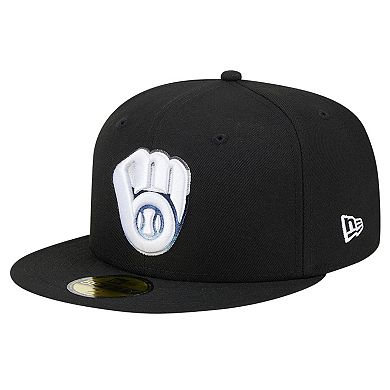 Men's New Era Black Milwaukee Brewers  Raceway 59FIFTY Fitted Hat