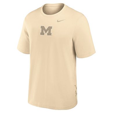 Men's Nike Cream Michigan Wolverines Primary Statement Two-Hit Performance T-Shirt