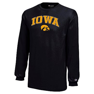 Youth Champion Black Iowa Hawkeyes Arch Over Logo Long Sleeve T-Shirt