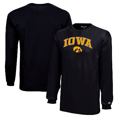 Youth Champion Black Iowa Hawkeyes Arch Over Logo Long Sleeve T-Shirt