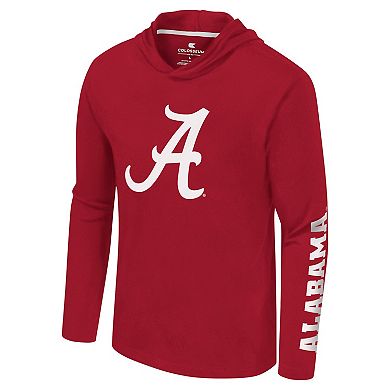 Men's Colosseum Crimson Alabama Crimson Tide Logo Lockup Active Blend Long Sleeve  T-Shirt Hoodie