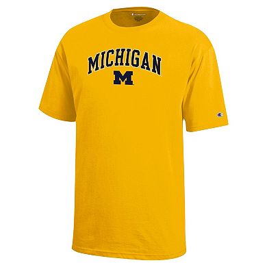 Youth Champion Maize Michigan Wolverines Arch Over Logo T-Shirt