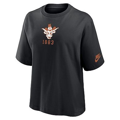 Women's Nike Black Texas Longhorns Boxy Legacy Established T-Shirt