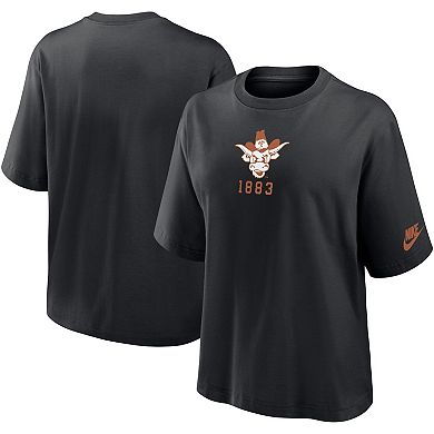 Women's Nike Black Texas Longhorns Boxy Legacy Established T-Shirt