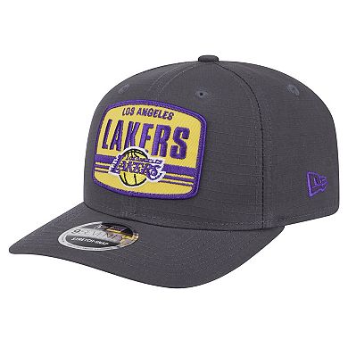 Men's New Era Graphite Los Angeles Lakers Team Elevated Patch 9SEVENTY Adjustable Hat