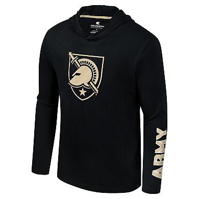 Men's Colosseum Black Army Black Knights Logo Lockup Active Blend Long Sleeve  T-Shirt Hoodie