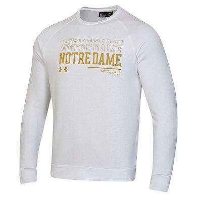 Men's Under Armour White Notre Dame Fighting Irish 2024/25 Sideline Wordmark Rival Raglan Pullover Sweatshirt