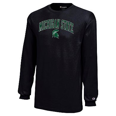 Youth Champion Black Michigan State Spartans Arch Over Logo Long Sleeve T-Shirt