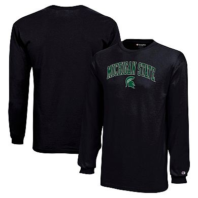 Youth Champion Black Michigan State Spartans Arch Over Logo Long Sleeve T-Shirt