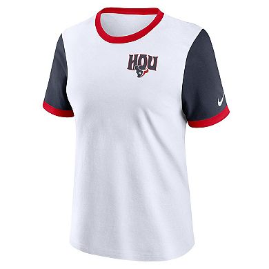 Women's Nike White/Navy Houston Texans Rewind Ringer T-Shirt