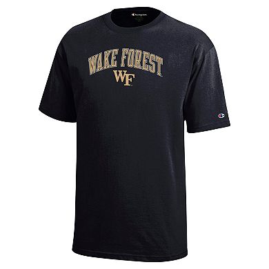 Youth Champion Black Wake Forest Demon Deacons Arch Over Logo T-Shirt