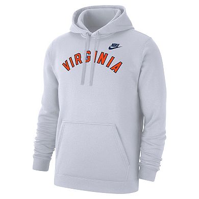 Men's Nike White Virginia Cavaliers Vintage Arch Block Wordmark Club Fleece Pullover Hoodie