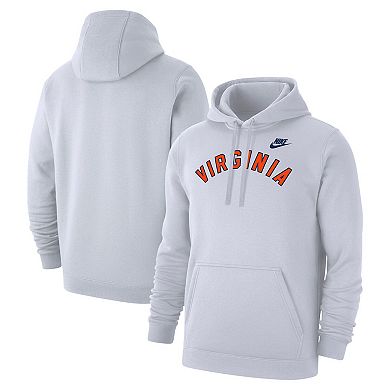 Men's Nike White Virginia Cavaliers Vintage Arch Block Wordmark Club Fleece Pullover Hoodie