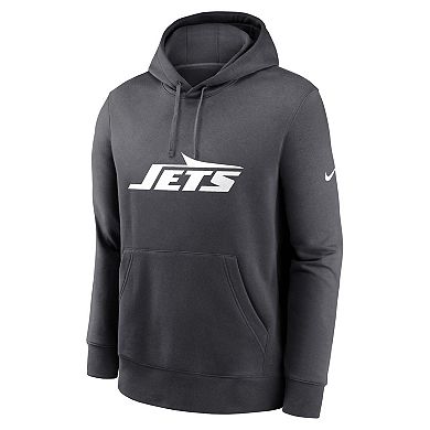 Men's Nike  Anthracite New York Jets Club Logo Pullover Hoodie