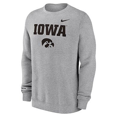 Men's Nike Heather Gray Iowa Hawkeyes Primetime Primary Stack Pullover Sweatshirt