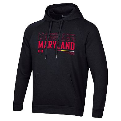 Men's Under Armour Black Maryland Terrapins 2024 Sideline Wordmark Rival Pullover Hoodie