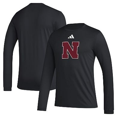 Men's adidas Black Nebraska Huskers Primary Locker Logo Pre-Game Long Sleeve T-Shirt