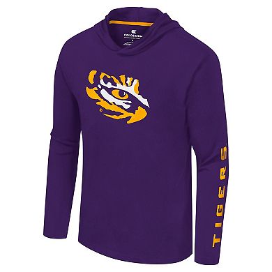 Men's Colosseum Purple LSU Tigers Logo Lockup Active Blend Long Sleeve  T-Shirt Hoodie