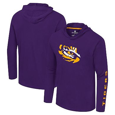 Men's Colosseum Purple LSU Tigers Logo Lockup Active Blend Long Sleeve  T-Shirt Hoodie