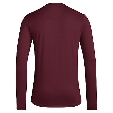 Men's adidas Maroon Texas A&M Aggies Locker Football Pre-Game AEROREADY Long Sleeve T-Shirt